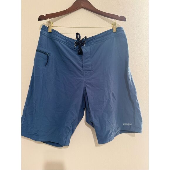 Patagonia Stretch Wavefarer Boardshorts Men's Size 36 Navy Blue 9" Drawstring - Picture 1 of 8